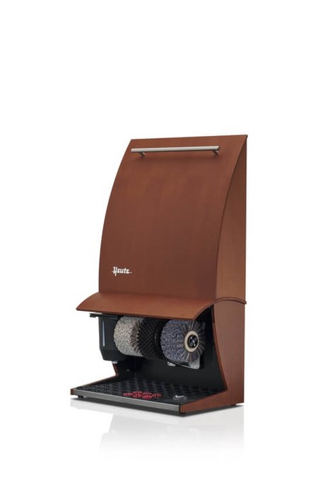 Die Schuhputzmaschine Elégance Nature hat eine Oberfläche aus Holz oder Leder, ein eleganter Helfer, um Wander- und Freizeitschuhe und Stiefel zu reinigen, ideal für Landhaus Hotels, da viele Holztöne verfügbar. Die Schuhputzmaschine Elégance Nature hat eine Oberfläche aus Holz oder Leder, ein eleganter Helfer, um Wander- und Freizeitschuhe und Stiefel zu reinigen, ideal für Landhaus Hotels, da viele Holztöne verfügbar.